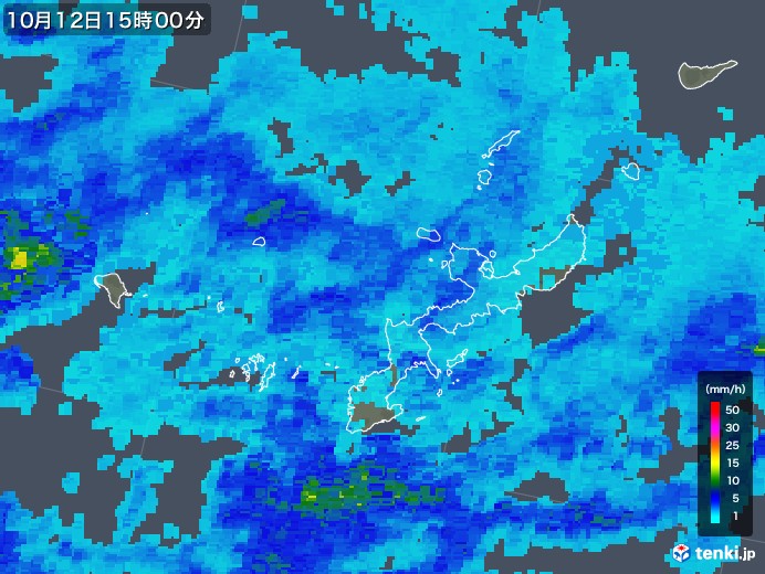 沖縄県の雨雲レーダー(2018年10月12日)