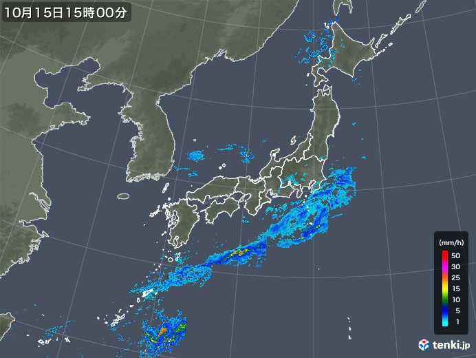 雨雲レーダー(2018年10月15日)