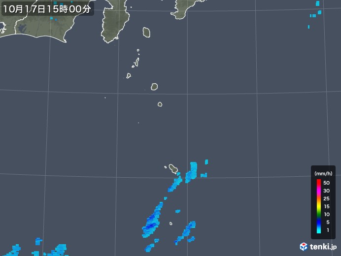伊豆諸島(東京都)の雨雲レーダー(2018年10月17日)