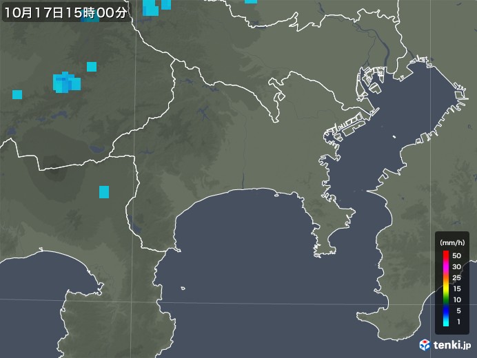 神奈川県の雨雲レーダー(2018年10月17日)