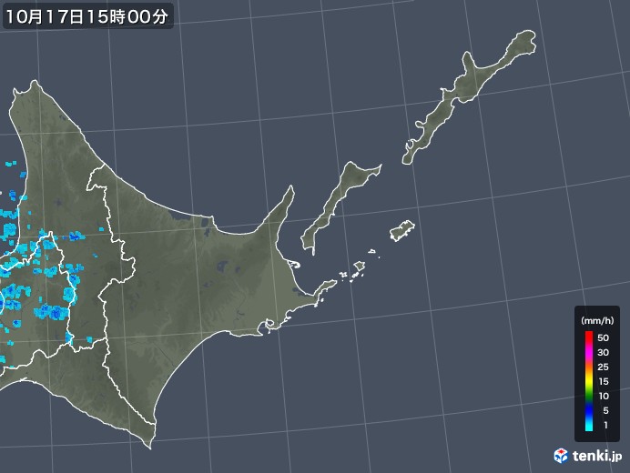 道東の雨雲レーダー(2018年10月17日)