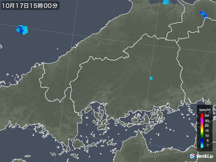 広島県の雨雲レーダー(2018年10月17日)