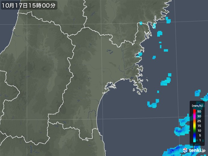 宮城県の雨雲レーダー(2018年10月17日)