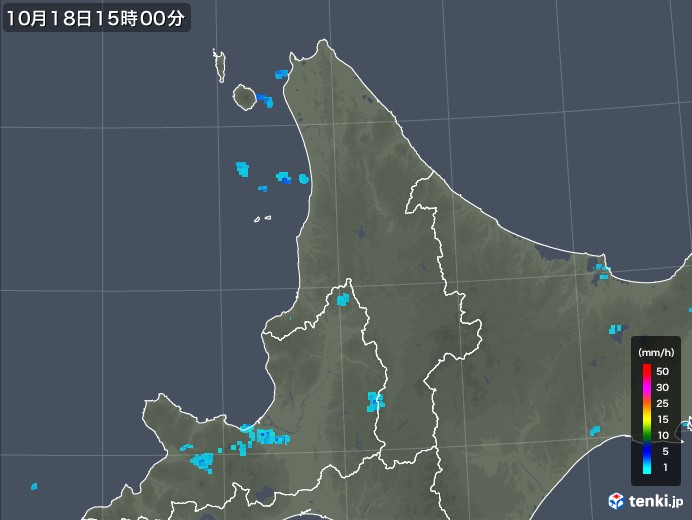 道北の雨雲の動き(2018年10月18日)
