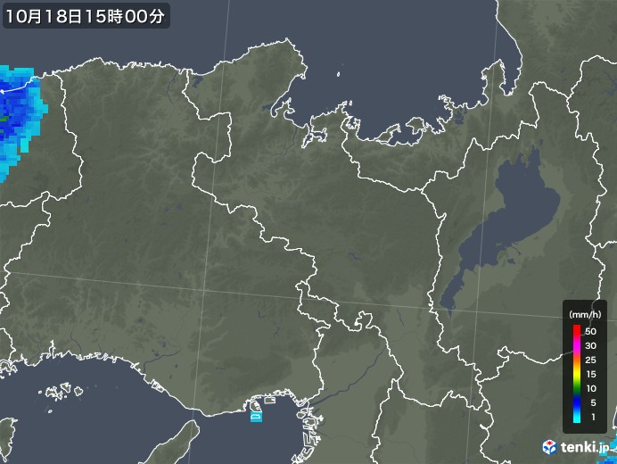 京都府の雨雲レーダー(2018年10月18日)