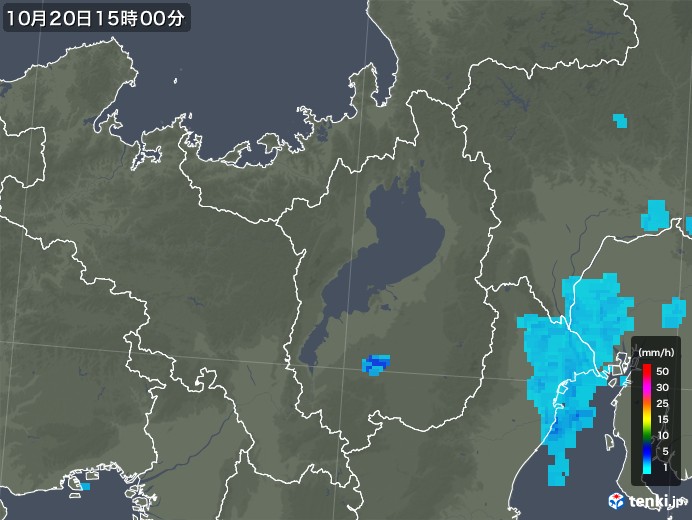 滋賀県の雨雲レーダー(2018年10月20日)