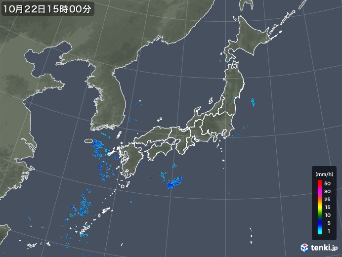 雨雲レーダー(2018年10月22日)