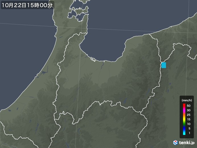 富山県の雨雲レーダー(2018年10月22日)