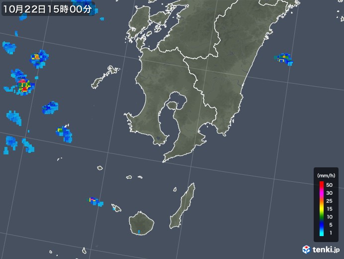 鹿児島県の雨雲レーダー(2018年10月22日)