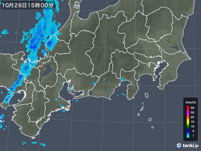 東海地方の雨雲レーダー(2018年10月26日)