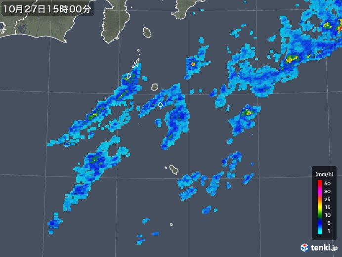 伊豆諸島(東京都)の雨雲レーダー(2018年10月27日)