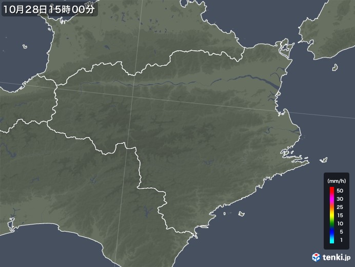 徳島県の雨雲レーダー(2018年10月28日)