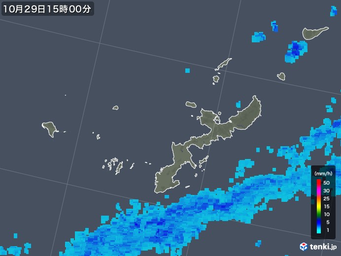 沖縄県の雨雲レーダー(2018年10月29日)