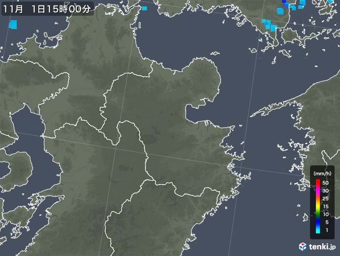 大分県の雨雲レーダー(2018年11月01日)