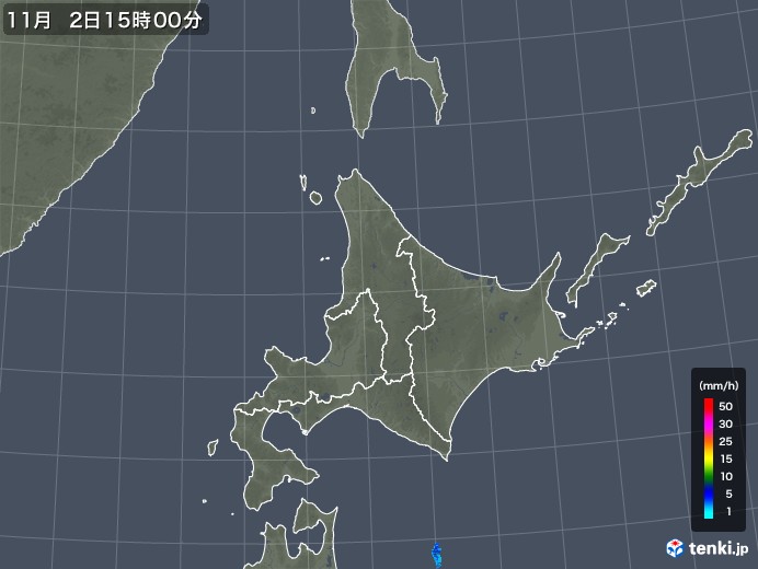 北海道地方の雨雲レーダー(2018年11月02日)
