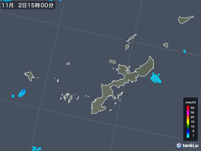 沖縄県の雨雲レーダー(2018年11月02日)