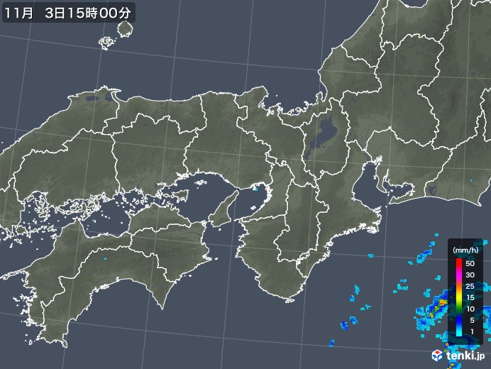 近畿地方の雨雲レーダー(2018年11月03日)