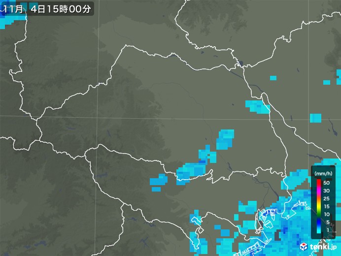 埼玉県の雨雲レーダー(2018年11月04日)