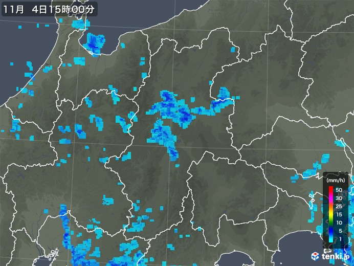 長野県の雨雲レーダー(2018年11月04日)