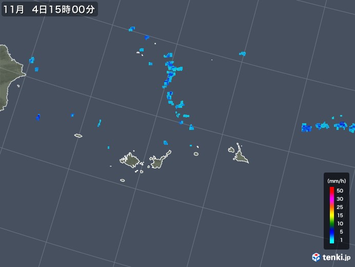 宮古・石垣・与那国(沖縄県)の雨雲レーダー(2018年11月04日)