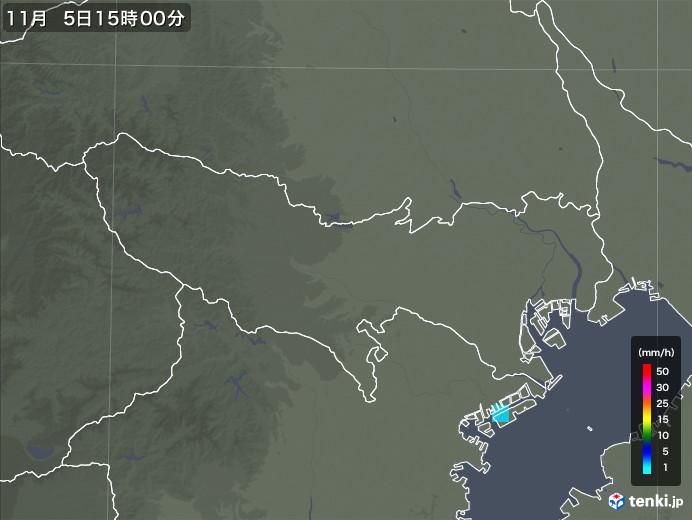 東京都の雨雲レーダー(2018年11月05日)