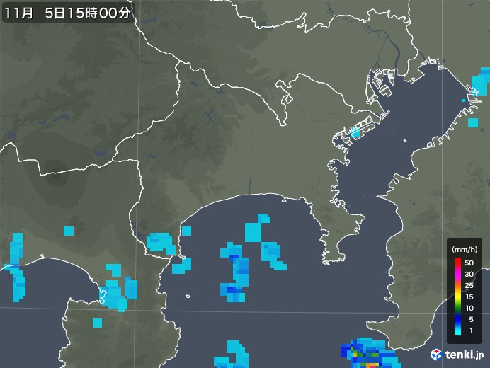 神奈川県の雨雲レーダー(2018年11月05日)