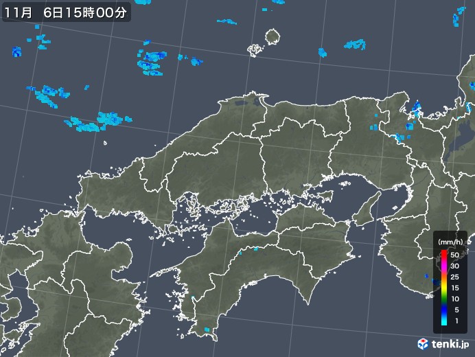 中国地方の雨雲レーダー(2018年11月06日)