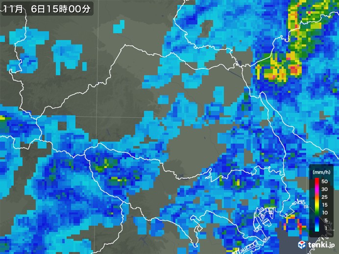 埼玉県の雨雲レーダー(2018年11月06日)
