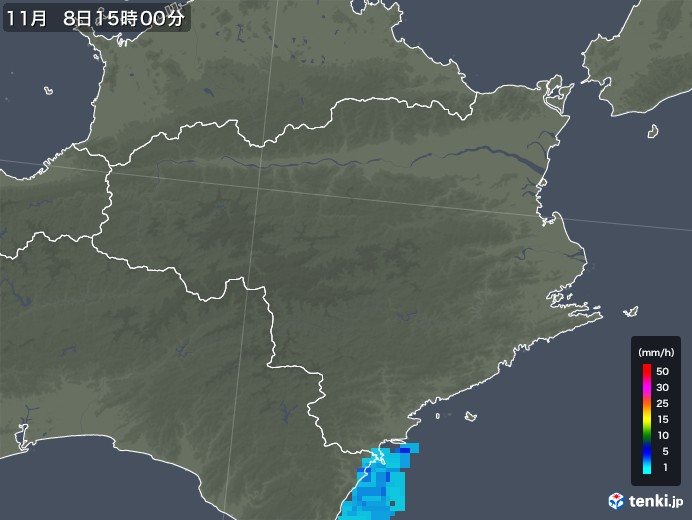 徳島県の雨雲レーダー(2018年11月08日)