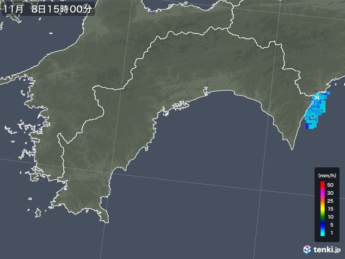 高知県の雨雲レーダー(2018年11月08日)