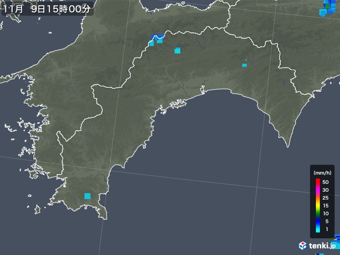 高知県の雨雲レーダー(2018年11月09日)
