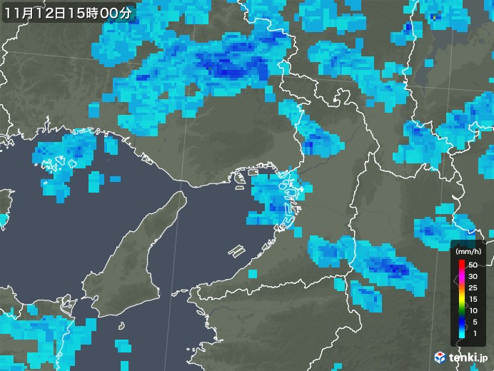 大阪府の雨雲レーダー(2018年11月12日)