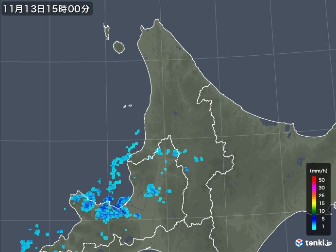 道北の雨雲レーダー(2018年11月13日)