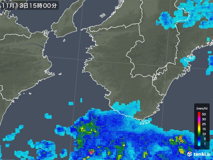 和歌山県の雨雲レーダー(2018年11月13日)