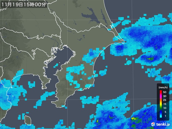 千葉県の雨雲レーダー(2018年11月19日)