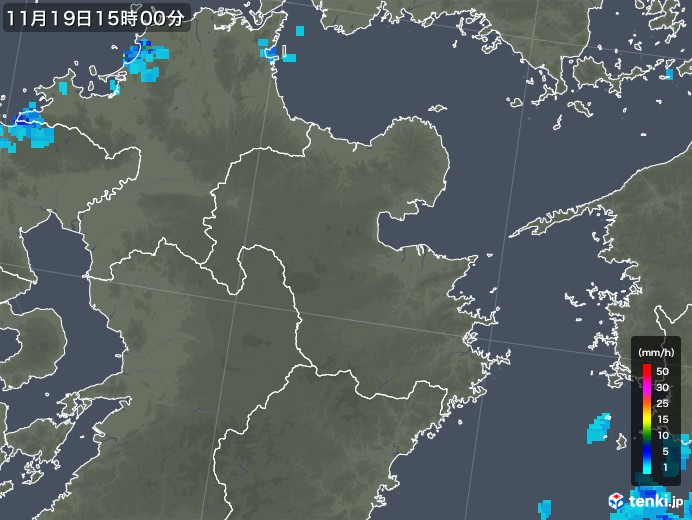 大分県の雨雲レーダー(2018年11月19日)