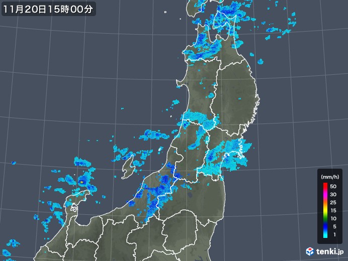 東北地方の雨雲レーダー(2018年11月20日)