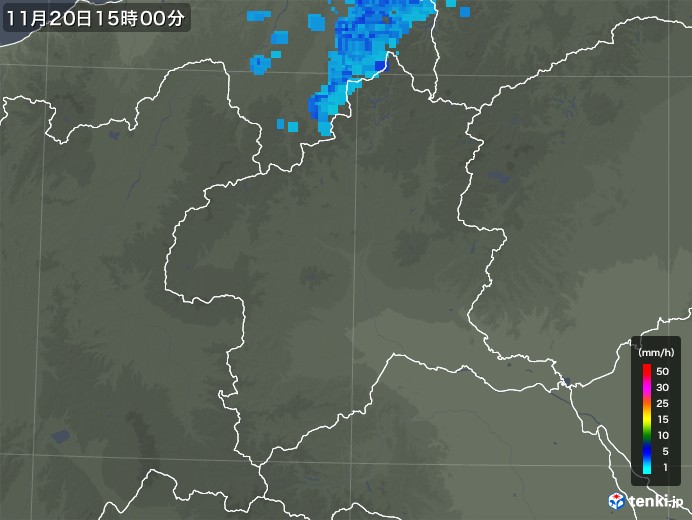 群馬県の雨雲レーダー(2018年11月20日)