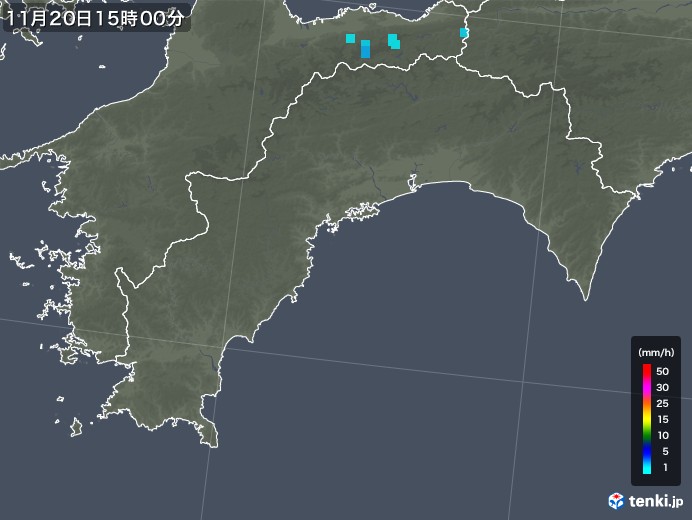 高知県の雨雲レーダー(2018年11月20日)