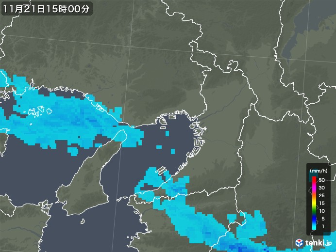 大阪府の雨雲レーダー(2018年11月21日)