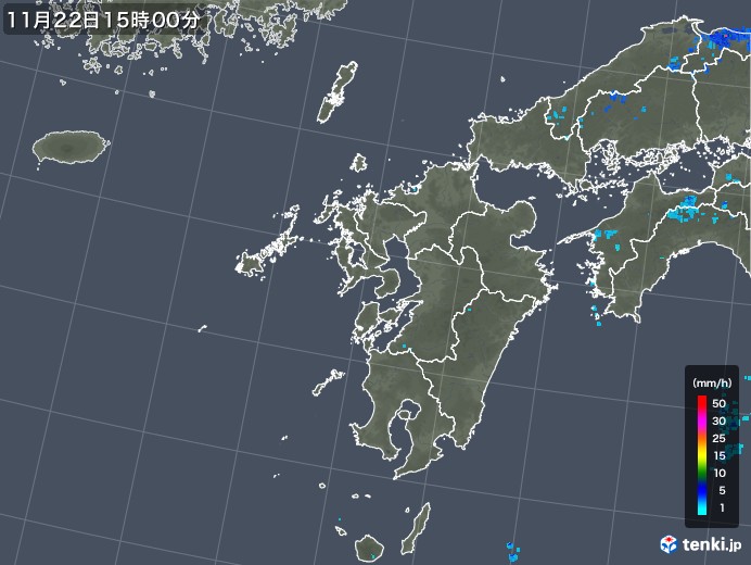 九州地方の雨雲レーダー(2018年11月22日)