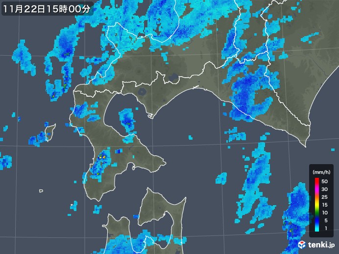 道南の雨雲レーダー(2018年11月22日)