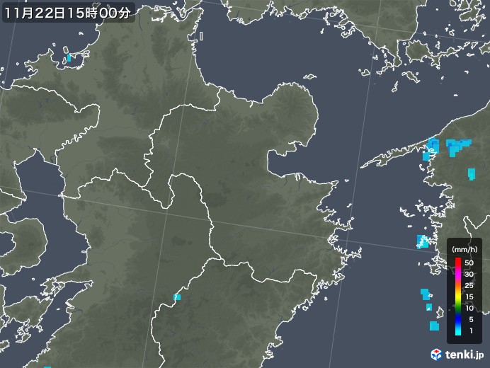 大分県の雨雲レーダー(2018年11月22日)