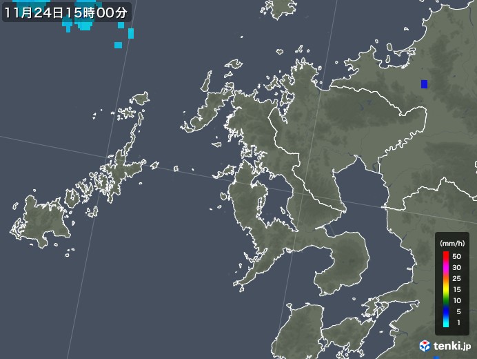長崎県の雨雲レーダー(2018年11月24日)
