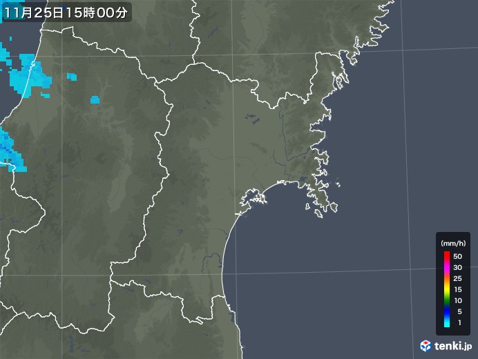 宮城県の雨雲レーダー(2018年11月25日)