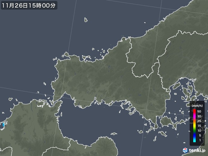 山口県の雨雲レーダー(2018年11月26日)