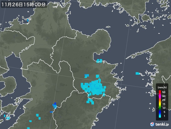 大分県の雨雲レーダー(2018年11月26日)