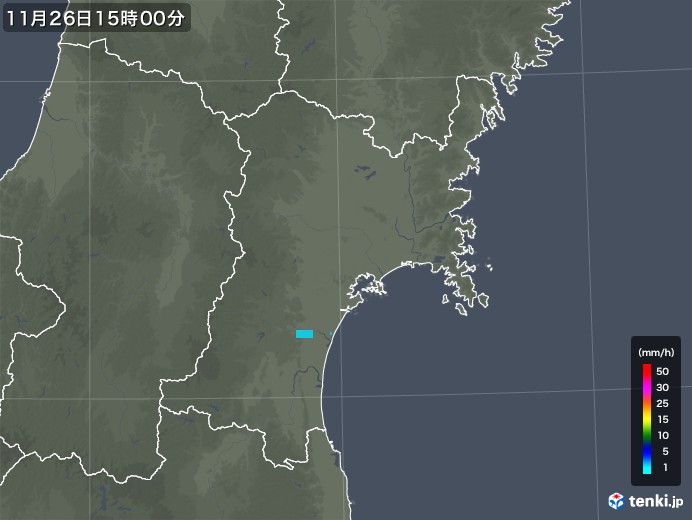 宮城県の雨雲レーダー(2018年11月26日)