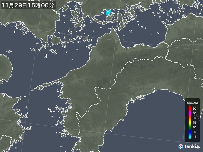 愛媛県の雨雲レーダー(2018年11月29日)