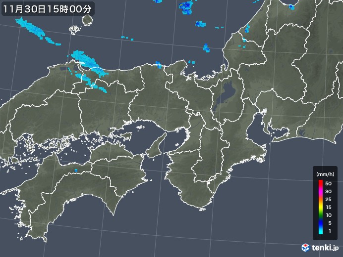 近畿地方の雨雲レーダー(2018年11月30日)